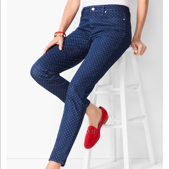The Limited Denim 678 Skinny Ankle Soft Dark Wash Polka Dot Jeans